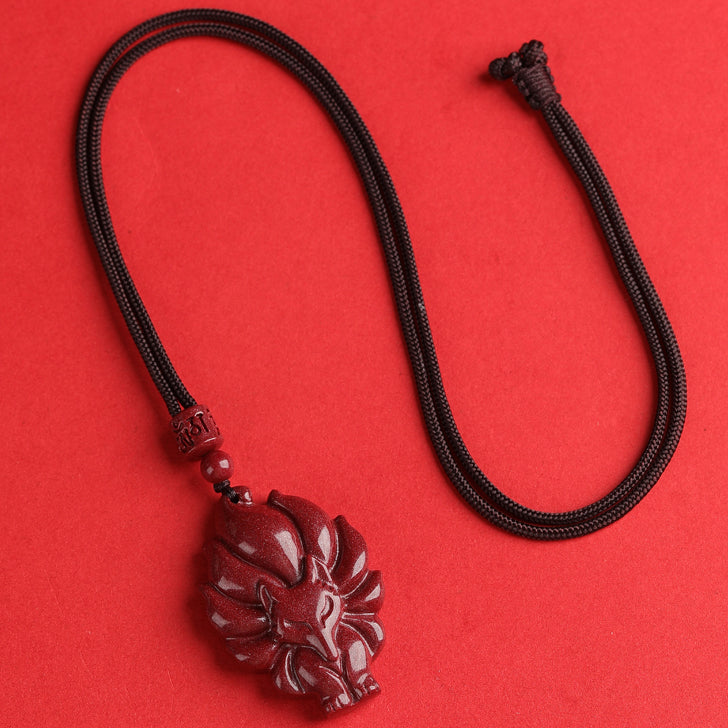 Cinnabar Nine-Tailed Fox Pendant Necklace ❤ – Talisman for Love, Luck, Prosperity, and Protection