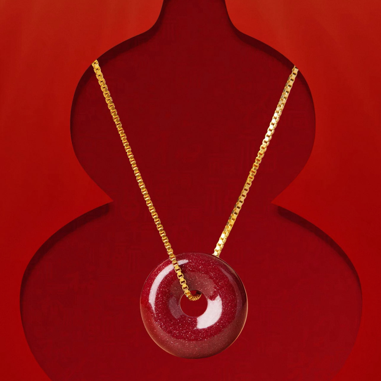 24K Gold Cinnabar Guardian Vortex Pendant – Ancient Chinese Energy Disc Necklace for Modern Protection & Mindfulness
