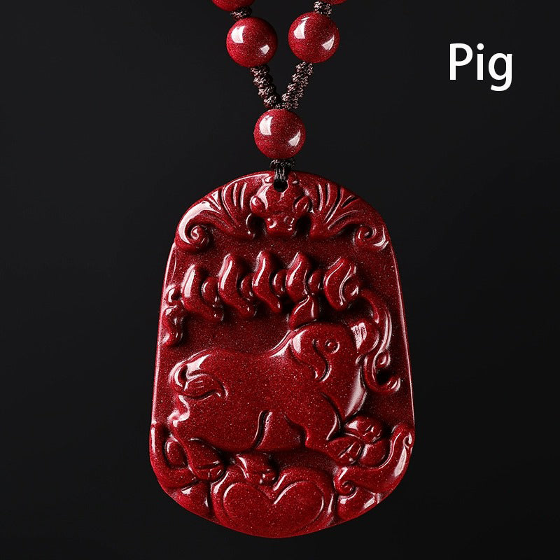 Pendentifs du zodiaque en cinabre sculptés à la main – Élégance, protection et signification spirituelle