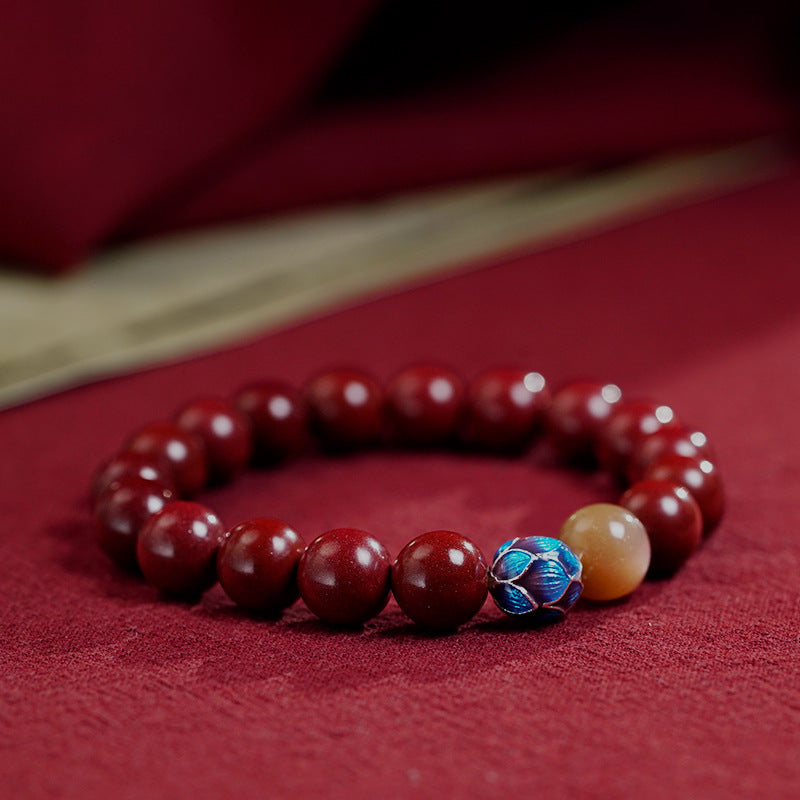 Bracciale Cinnabar Feng Shui – Bracciale Rigido Rosso In Cinabro Naturale, Portafortuna