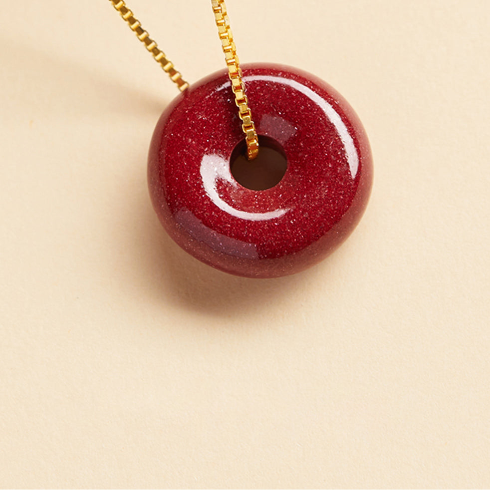 24K Gold Cinnabar Guardian Vortex Pendant – Ancient Chinese Energy Disc Necklace for Modern Protection & Mindfulness