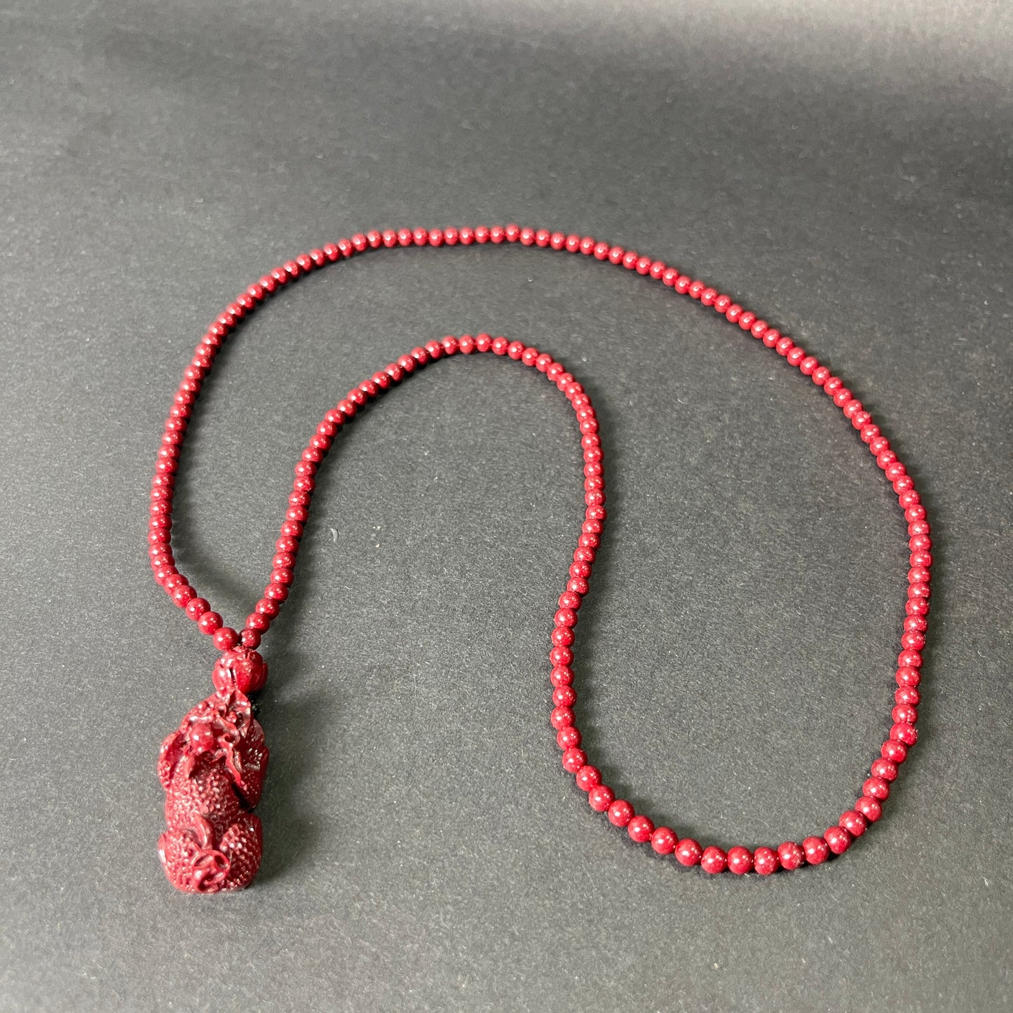 108 Beads Cinnabar Necklace with Pixiu Pendant – Wealth Guardian Mala for Prosperity, Protection & Positive Energy