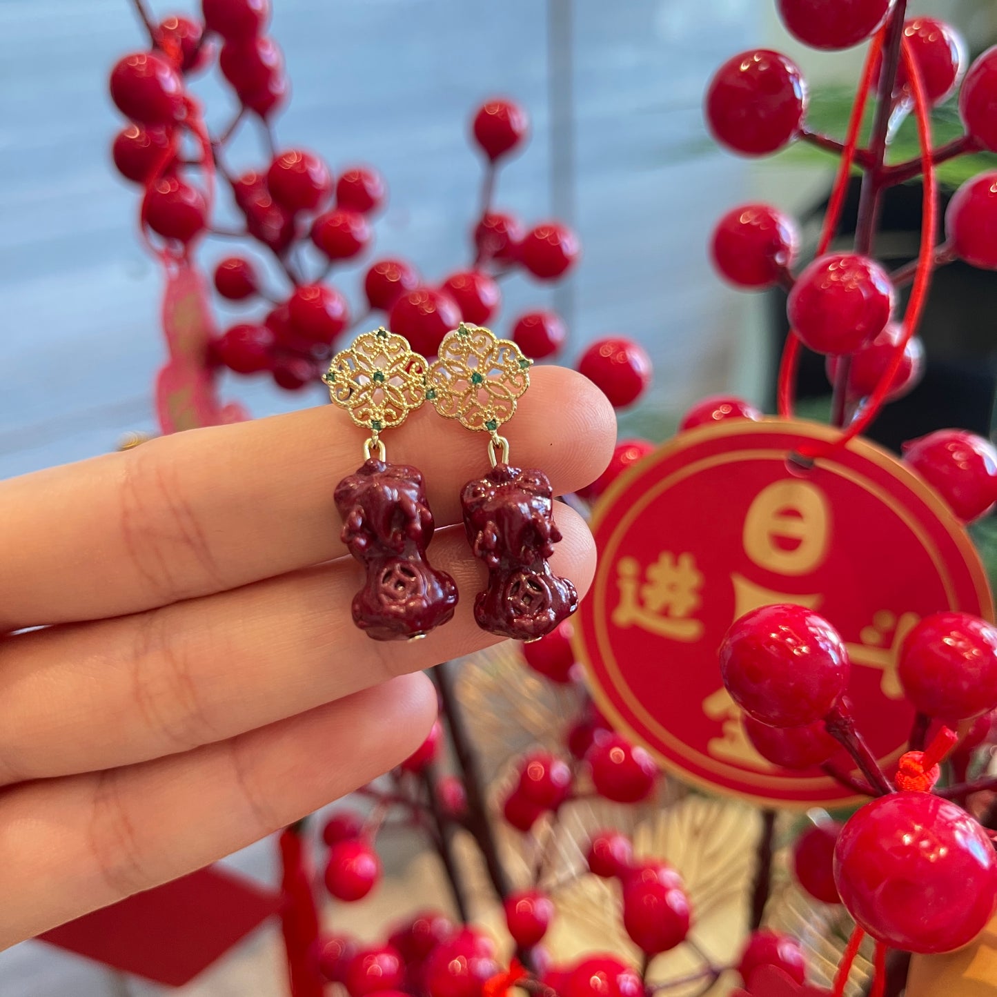 14k Gold Pixiu Earrings – Minimalist Wealth Guardian Earrings for Prosperity, Protection & Positive Energy