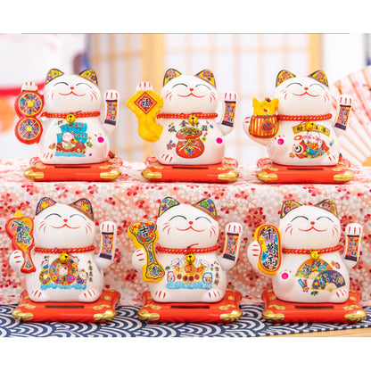 Solar Powered Lucky Cat - 4.5 Inch Waving Maneki Neko for Good Luck & Wealth