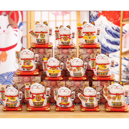 Solar Powered Lucky Cat - 4.5 Inch Waving Maneki Neko for Good Luck & Wealth