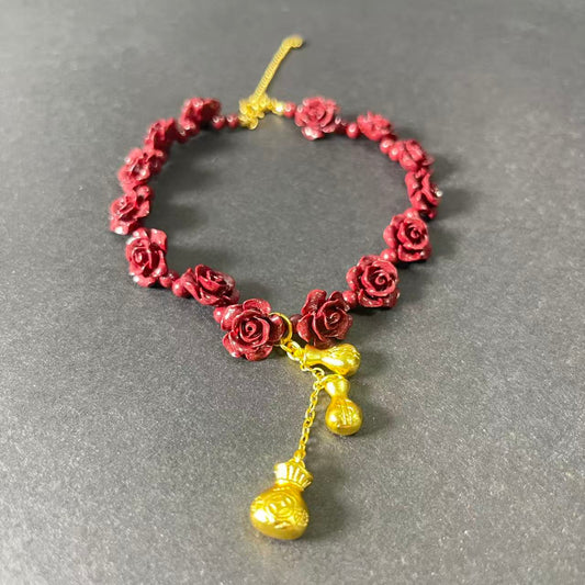 The Effortless Rose & Cinnabar Bracelet – Original Handmade Jewelry for Love, Grounding & Artistic Spirit