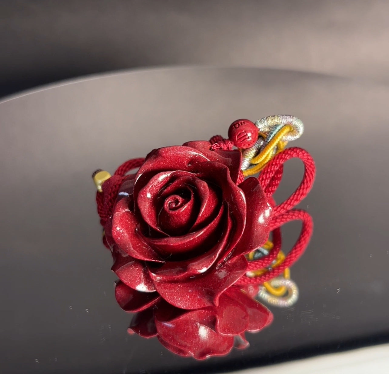 Cinnabar Rose Pendant Necklace for Love & Positive Energy - Bold Red Statement Necklace, Handcrafted Jewelry Gift for Women