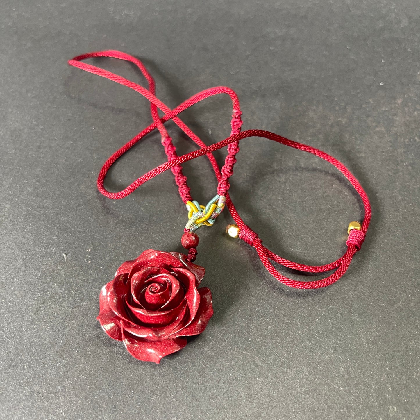 Cinnabar Rose Pendant Necklace for Love & Positive Energy - Bold Red Statement Necklace, Handcrafted Jewelry Gift for Women