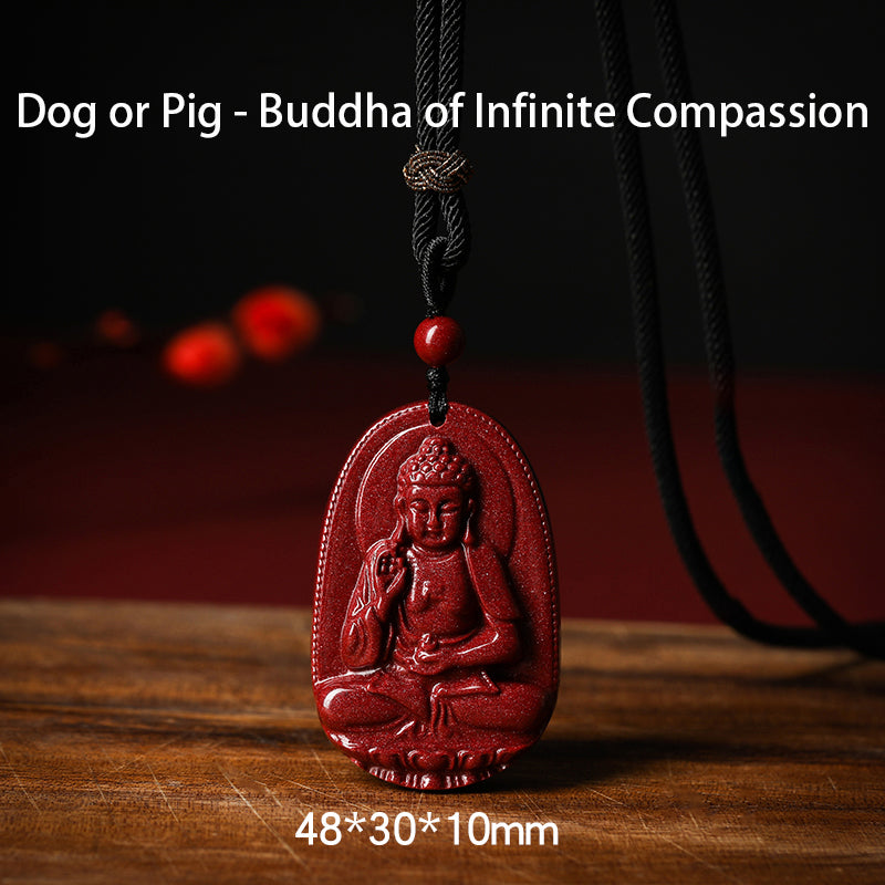 Authentic Cinnabar Zodiac Guardian Buddha Pendants – Spiritual Elegance and Protection