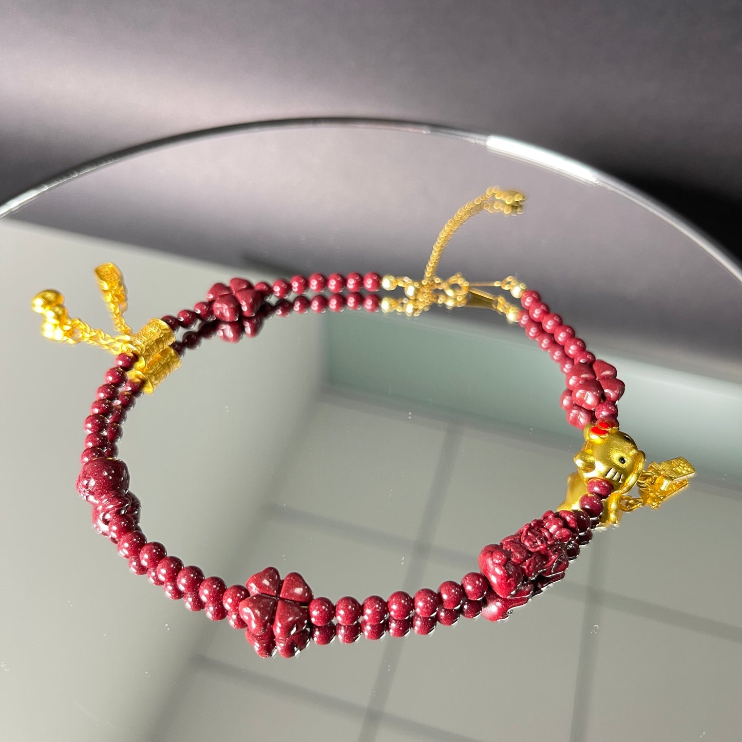 4mm Natural Cinnabar Anklet – Minimalist Lucky Charm for Protection, Prosperity & Positive Energy