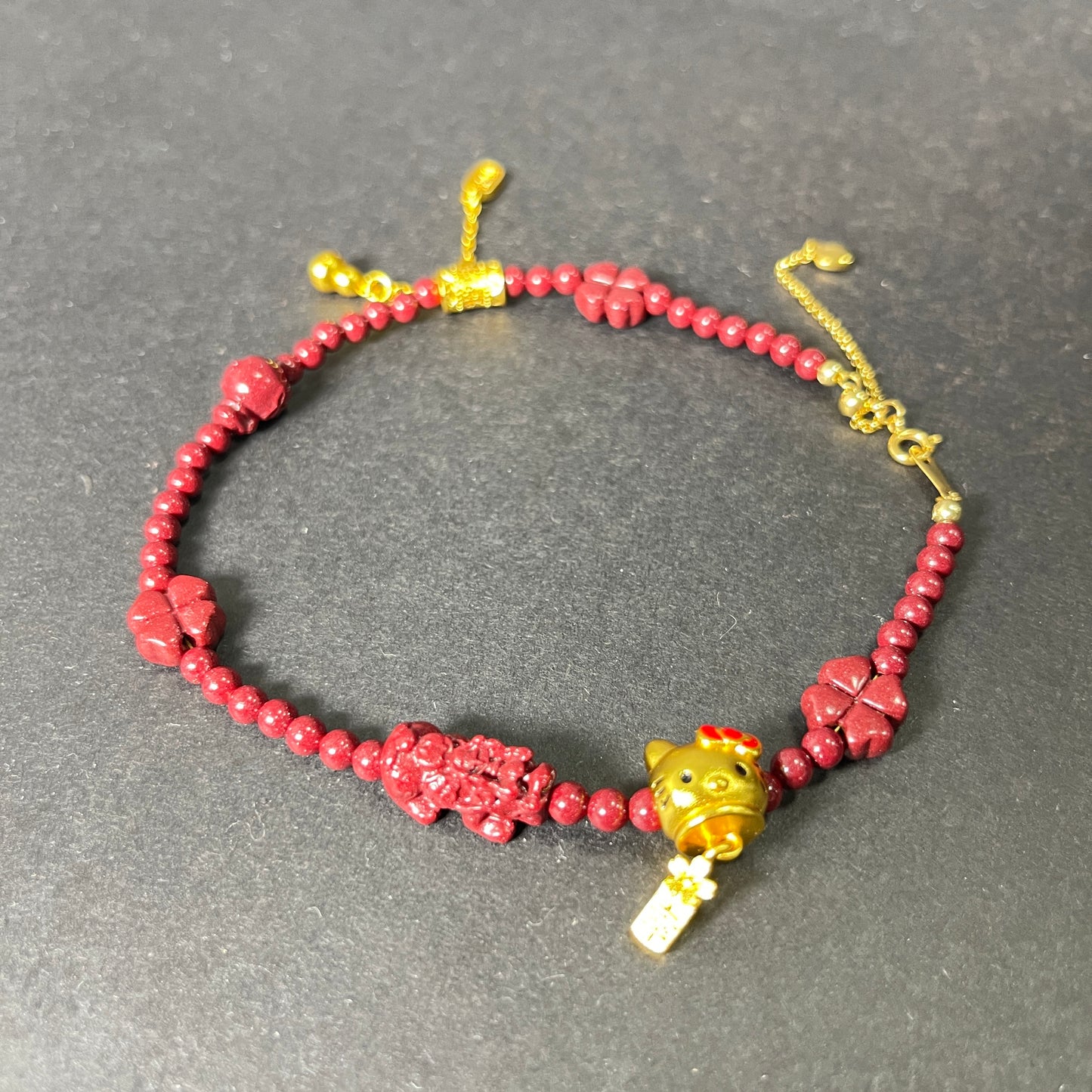 4mm Natural Cinnabar Anklet – Minimalist Lucky Charm for Protection, Prosperity & Positive Energy