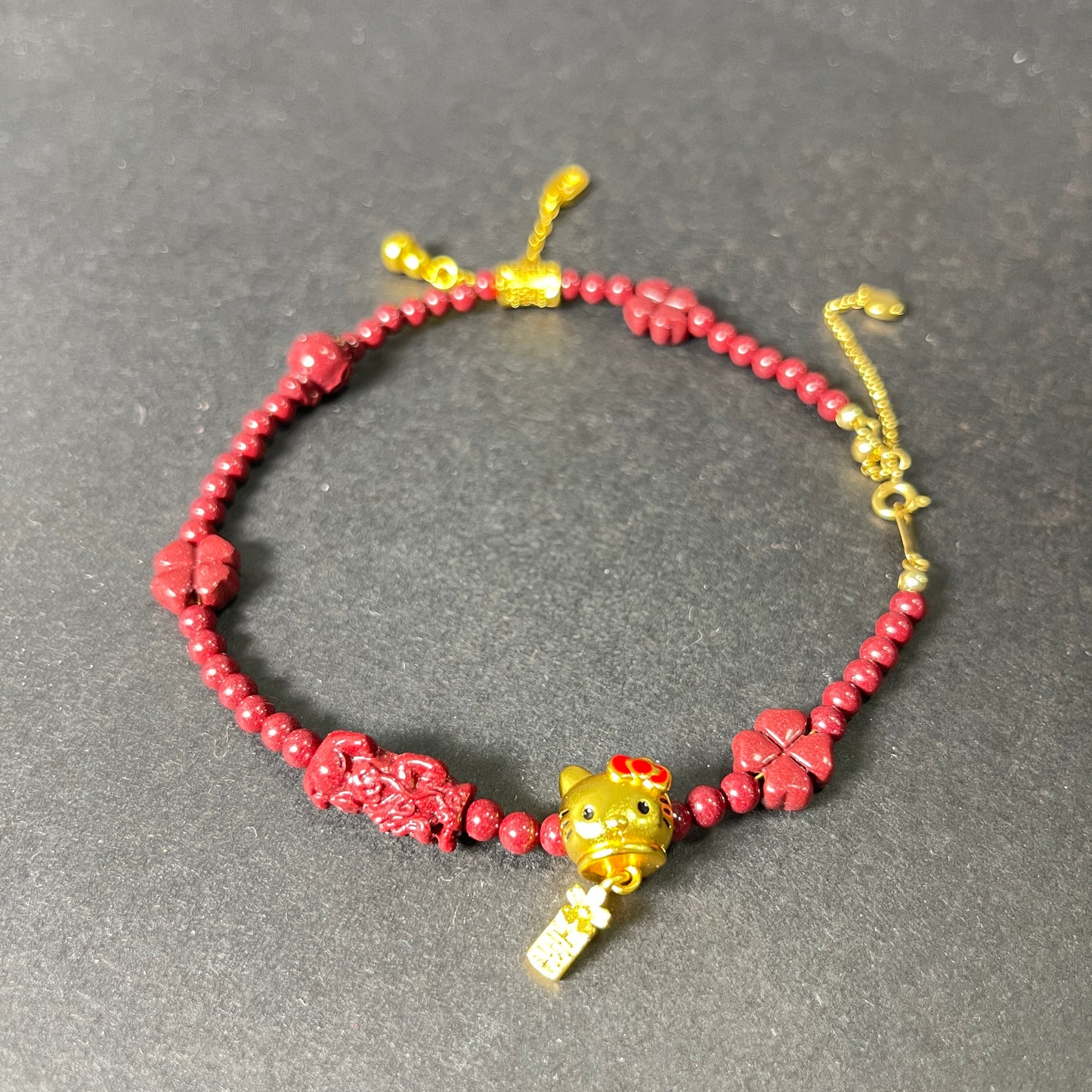 4mm Natural Cinnabar Anklet – Minimalist Lucky Charm for Protection, Prosperity & Positive Energy