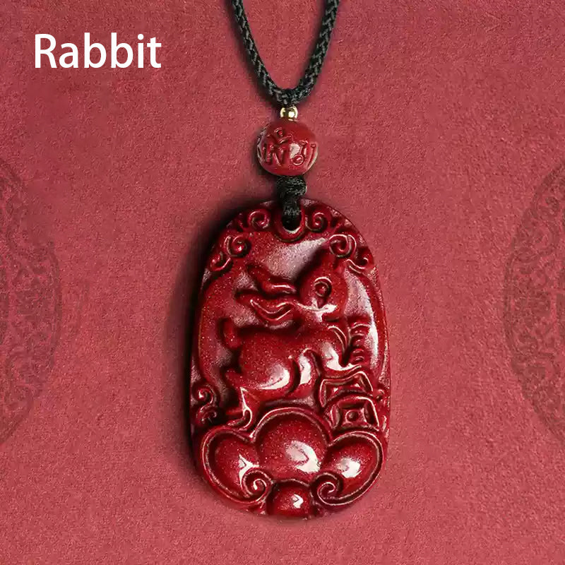 108 Cinnabar Mala Rosary with Guardian Animal Pendant - Personalized Meditation Necklace for Protection & Spiritual Growth