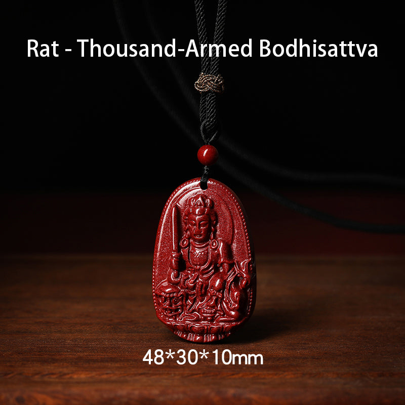 108 Cinnabar Mala Rosary Necklace with Guardian Buddha | Meditation Necklace for Protection & Spiritual Alignment