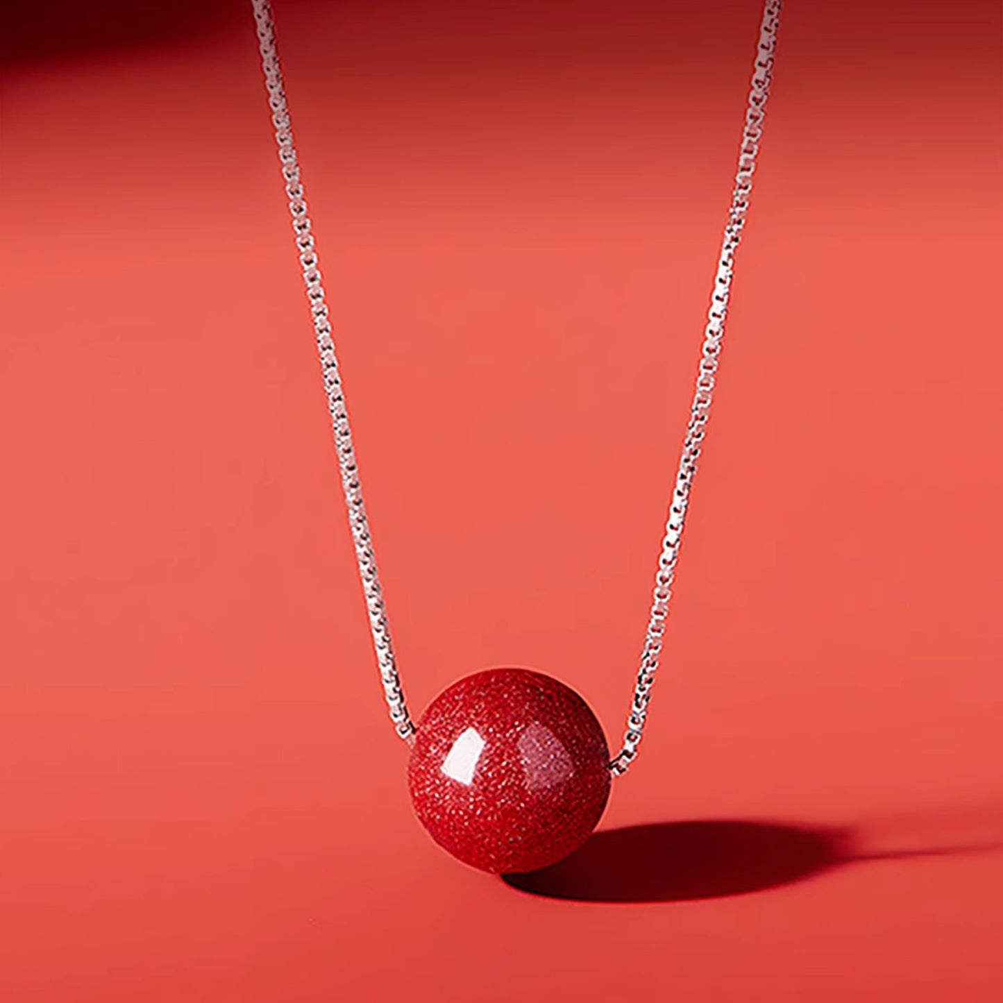 Minimalist Cinnabar Bead Silver Necklace – Handmade Talisman for Protection, Love & Abundance